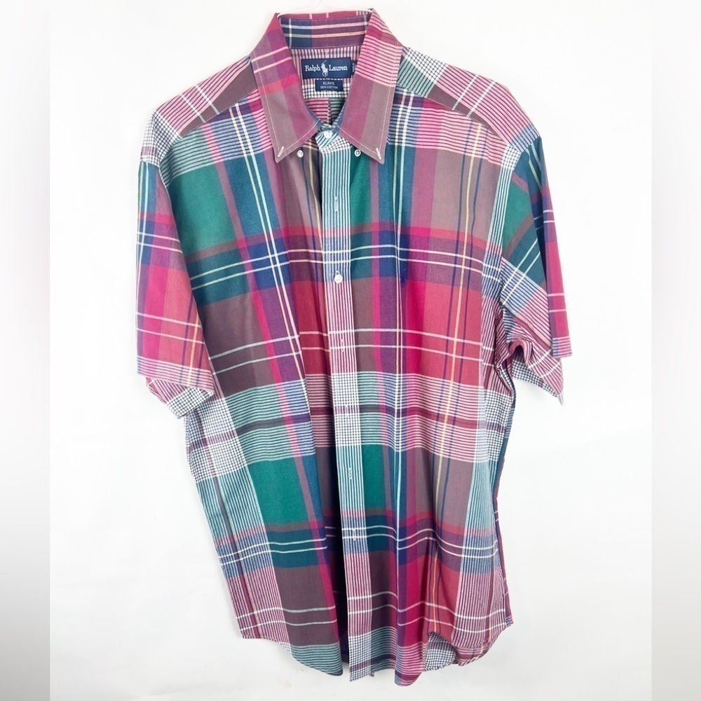 Blake 100% Cotton Ralph Lauren short sleeve Plaid Button Down shirt